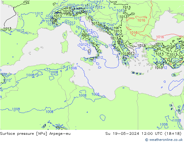 Surface pressure Arpege-eu Su 19.05.2024 12 UTC