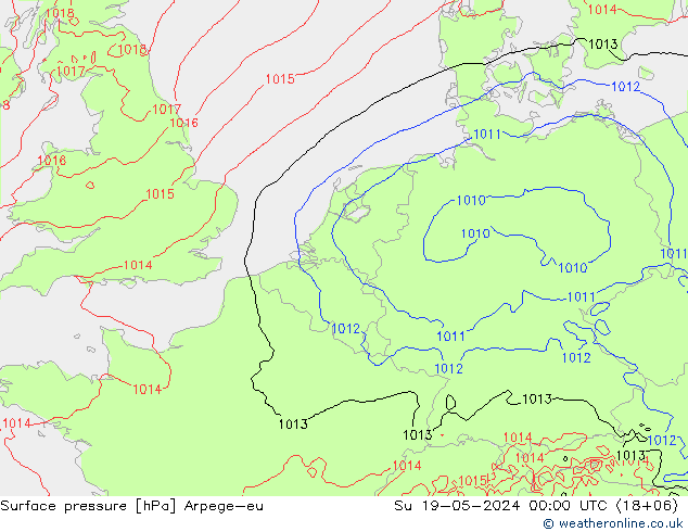Surface pressure Arpege-eu Su 19.05.2024 00 UTC