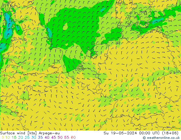 Surface wind Arpege-eu Su 19.05.2024 00 UTC