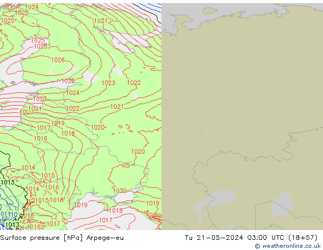 Yer basıncı Arpege-eu Sa 21.05.2024 03 UTC