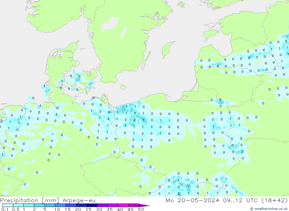 Precipitation Arpege-eu Mo 20.05.2024 12 UTC
