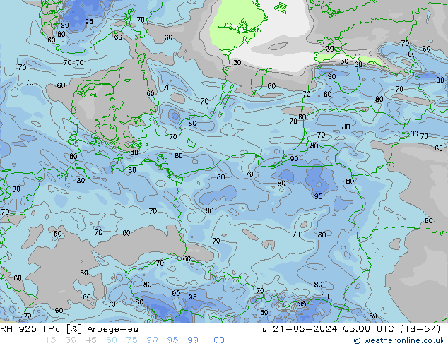 925 hPa Nispi Nem Arpege-eu Sa 21.05.2024 03 UTC