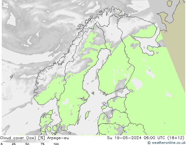Bulutlar (düşük) Arpege-eu Paz 19.05.2024 06 UTC