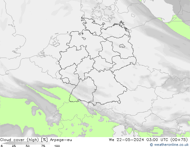 vysoký oblak Arpege-eu St 22.05.2024 03 UTC