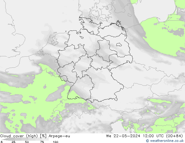 Wolken (hohe) Arpege-eu Mi 22.05.2024 12 UTC