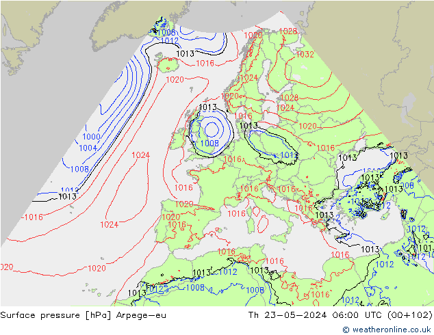 ciśnienie Arpege-eu czw. 23.05.2024 06 UTC