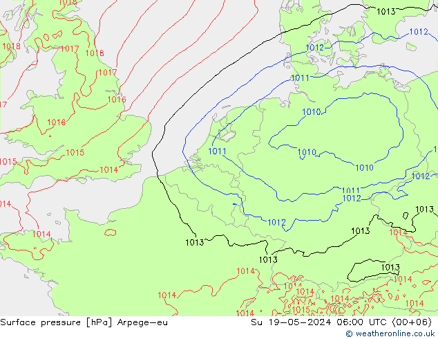 pressão do solo Arpege-eu Dom 19.05.2024 06 UTC