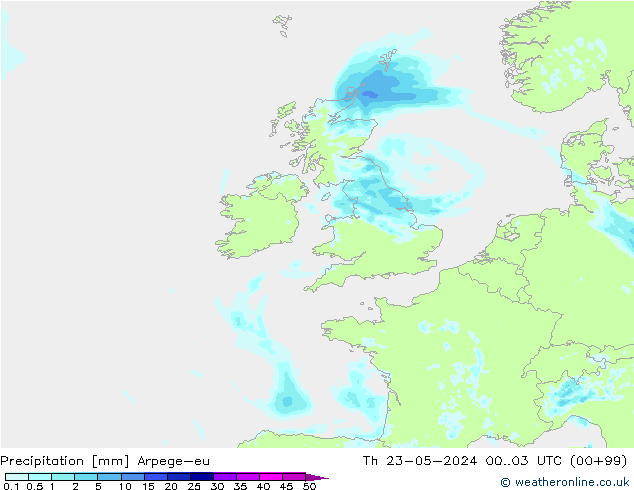 Precipitation Arpege-eu Th 23.05.2024 03 UTC