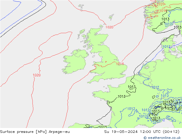 приземное давление Arpege-eu Вс 19.05.2024 12 UTC