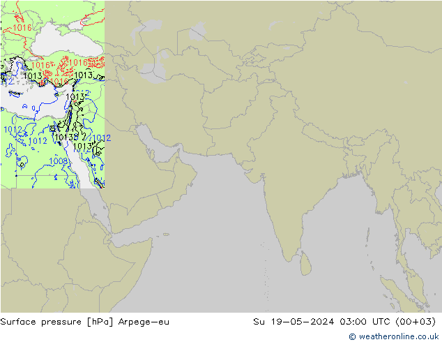 地面气压 Arpege-eu 星期日 19.05.2024 03 UTC