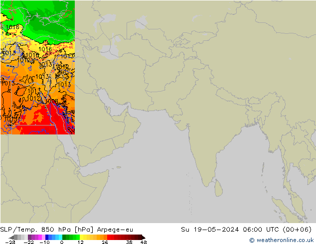SLP/Temp. 850 hPa Arpege-eu 星期日 19.05.2024 06 UTC