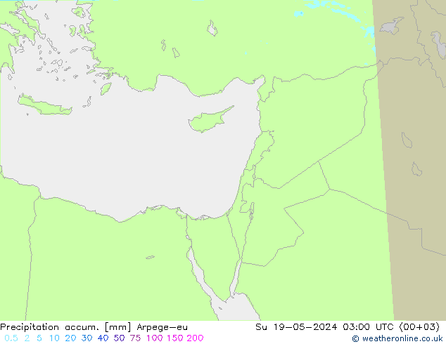 Precipitation accum. Arpege-eu nie. 19.05.2024 03 UTC