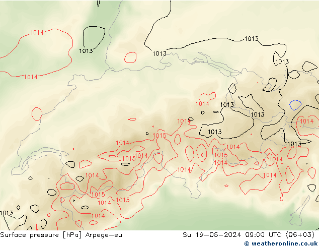 Luchtdruk (Grond) Arpege-eu zo 19.05.2024 09 UTC
