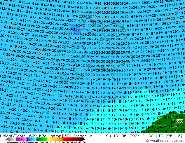 Géop./Temp. 500 hPa Arpege-eu dim 19.05.2024 21 UTC