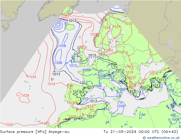 Bodendruck Arpege-eu Di 21.05.2024 00 UTC