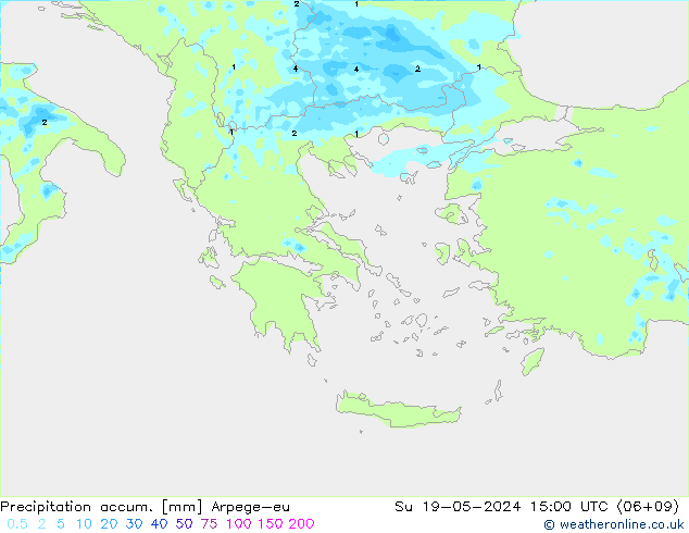 Precipitation accum. Arpege-eu Вс 19.05.2024 15 UTC