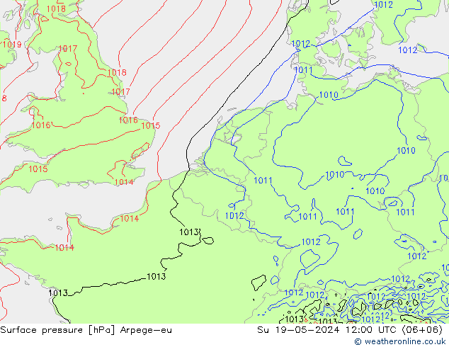 Bodendruck Arpege-eu So 19.05.2024 12 UTC