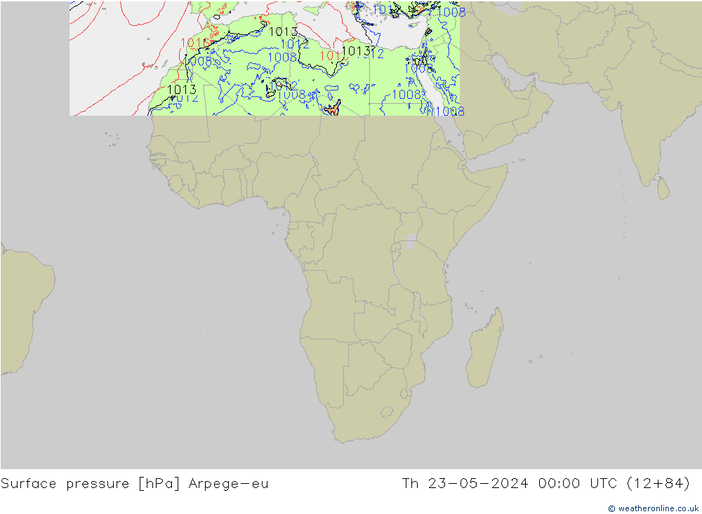 pressão do solo Arpege-eu Qui 23.05.2024 00 UTC