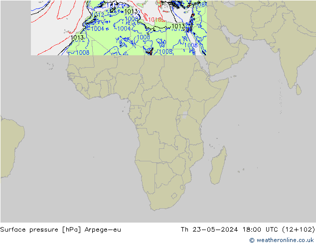 Surface pressure Arpege-eu Th 23.05.2024 18 UTC