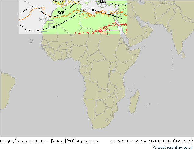 Yükseklik/Sıc. 500 hPa Arpege-eu Per 23.05.2024 18 UTC