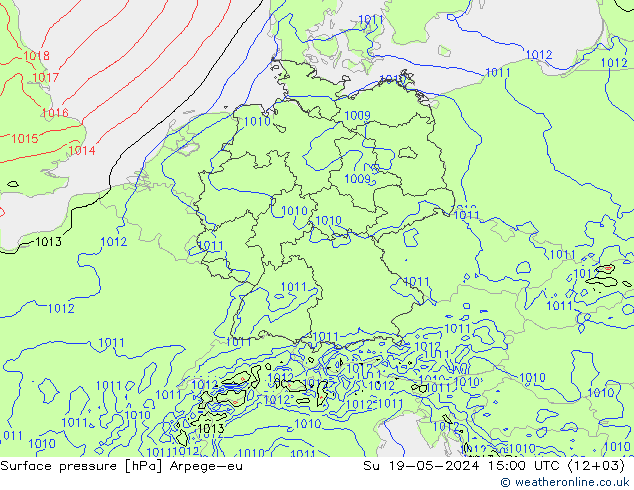 Surface pressure Arpege-eu Su 19.05.2024 15 UTC