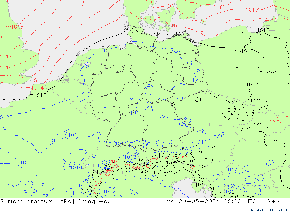 Bodendruck Arpege-eu Mo 20.05.2024 09 UTC