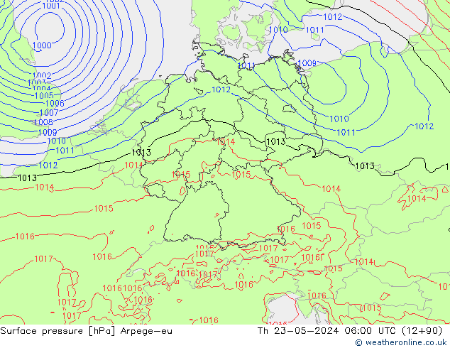 Luchtdruk (Grond) Arpege-eu do 23.05.2024 06 UTC