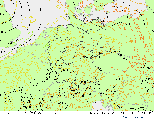Theta-e 850hPa Arpege-eu Per 23.05.2024 18 UTC