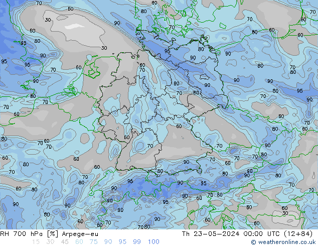 700 hPa Nispi Nem Arpege-eu Per 23.05.2024 00 UTC