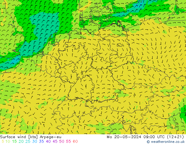 风 10 米 Arpege-eu 星期一 20.05.2024 09 UTC
