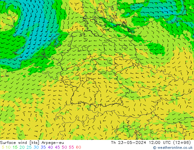 风 10 米 Arpege-eu 星期四 23.05.2024 12 UTC