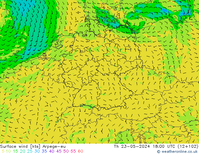 Bodenwind Arpege-eu Do 23.05.2024 18 UTC