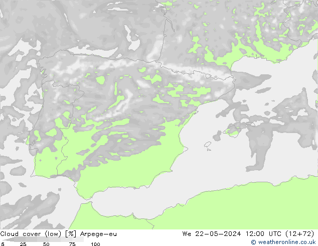 nuvens (baixo) Arpege-eu Qua 22.05.2024 12 UTC