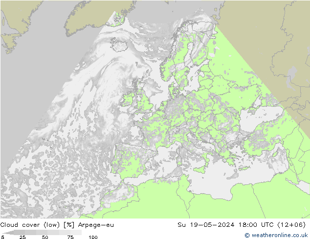 Bewolking (Laag) Arpege-eu zo 19.05.2024 18 UTC