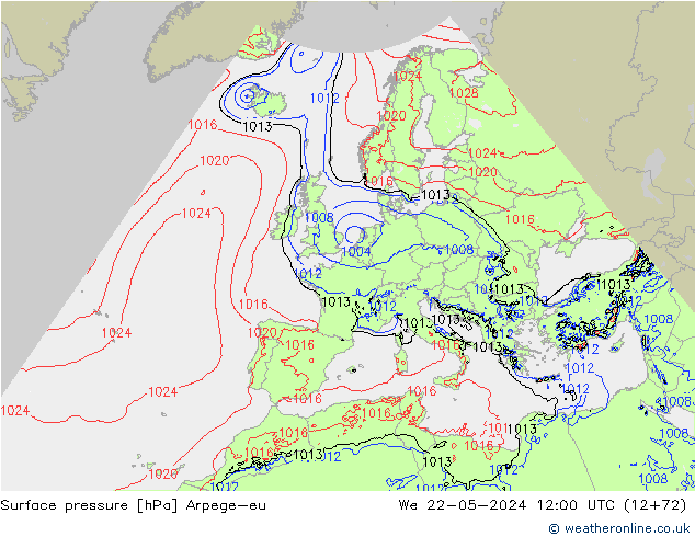 Atmosférický tlak Arpege-eu St 22.05.2024 12 UTC