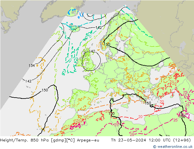 Height/Temp. 850 hPa Arpege-eu Do 23.05.2024 12 UTC