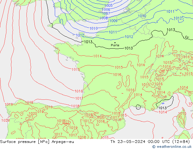 Surface pressure Arpege-eu Th 23.05.2024 00 UTC