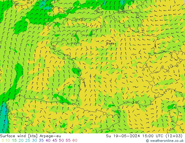 Surface wind Arpege-eu Su 19.05.2024 15 UTC