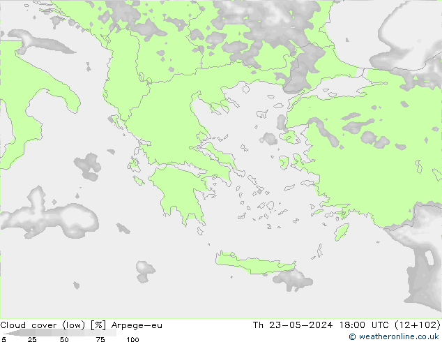 Bewolking (Laag) Arpege-eu do 23.05.2024 18 UTC