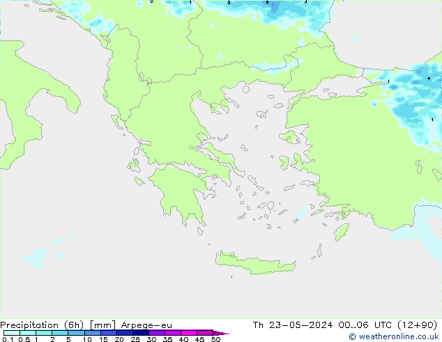 Yağış (6h) Arpege-eu Per 23.05.2024 06 UTC