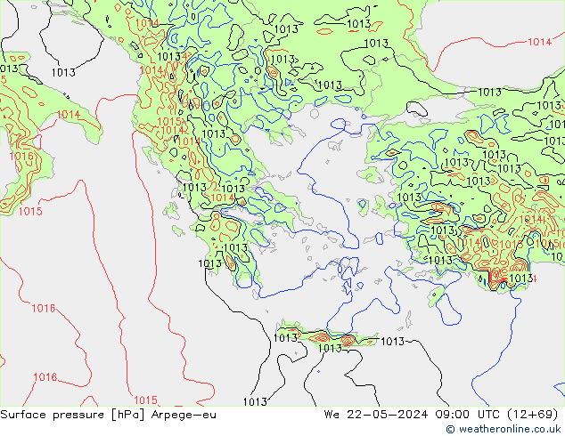 pressão do solo Arpege-eu Qua 22.05.2024 09 UTC