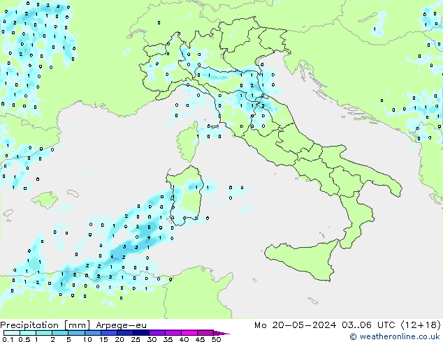 precipitação Arpege-eu Seg 20.05.2024 06 UTC