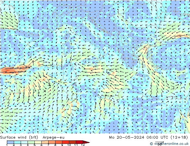 ве�Bе�@ 10 m (bft) Arpege-eu пн 20.05.2024 06 UTC