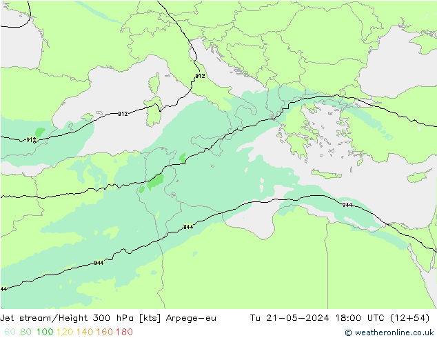 Corriente en chorro Arpege-eu mar 21.05.2024 18 UTC