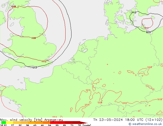 Windböen Arpege-eu Do 23.05.2024 18 UTC