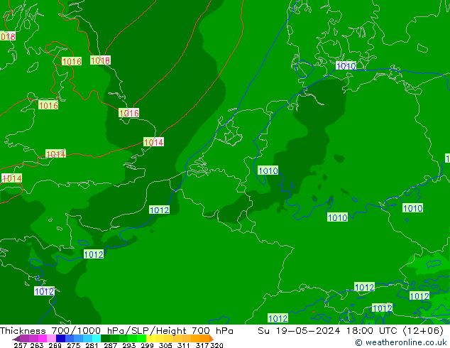 Schichtdicke 700-1000 hPa Arpege-eu So 19.05.2024 18 UTC