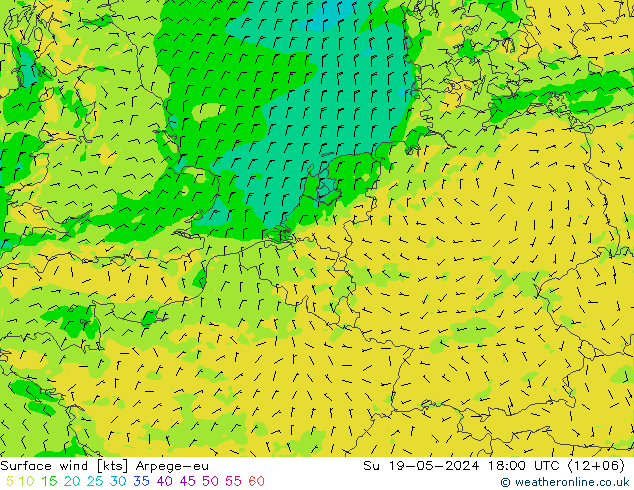 Surface wind Arpege-eu Su 19.05.2024 18 UTC