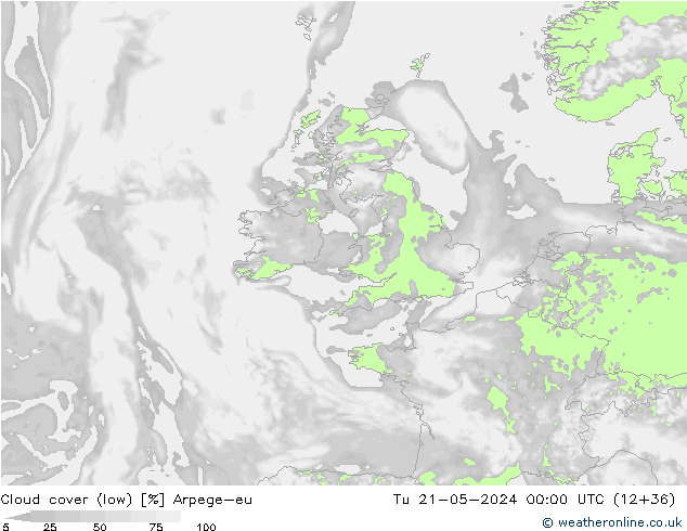 Bulutlar (düşük) Arpege-eu Sa 21.05.2024 00 UTC