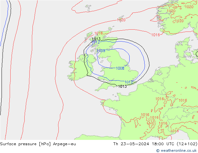 Yer basıncı Arpege-eu Per 23.05.2024 18 UTC