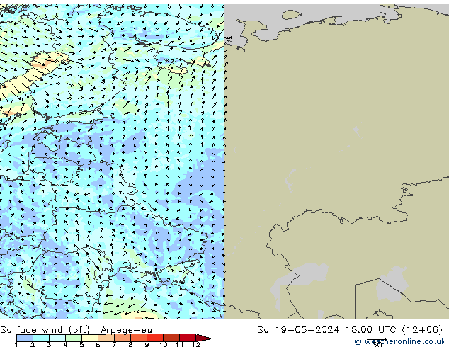 wiatr 10 m (bft) Arpege-eu nie. 19.05.2024 18 UTC